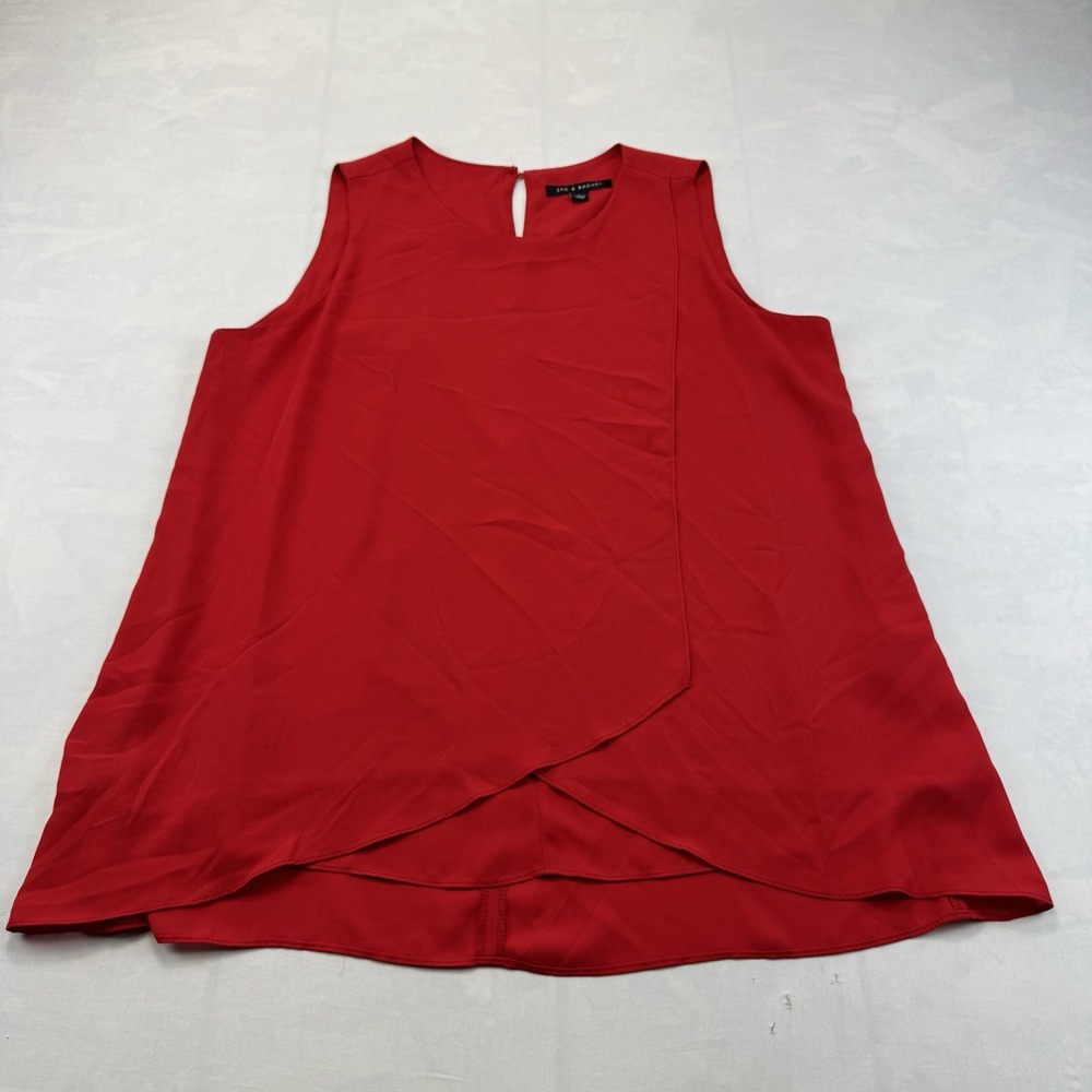 Zac & Rachel Red Sleeveless Overlay Keyhole Blouse Size L